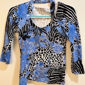 Boston Proper sweater with zebra and leopard pattern